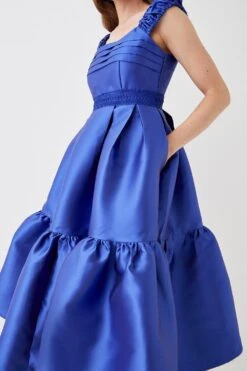 Coast Lace Trim Twill Midi Dress -Simply Feminine Shop bcc05693 cobalt xl 3