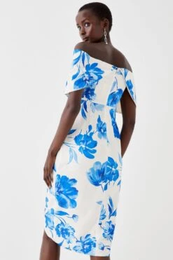 Coast Petite Satin Jacquard Bardot Pencil Dress -Simply Feminine Shop bcc05700 white xl 2