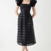 Coast Frill Shoulder Stripe Organza Midi Dress