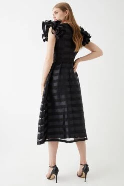 Coast Frill Shoulder Stripe Organza Midi Dress 8 Coast Frill Shoulder Stripe Organza Midi Dress -Simply Feminine Shop bcc05705 black xl 2