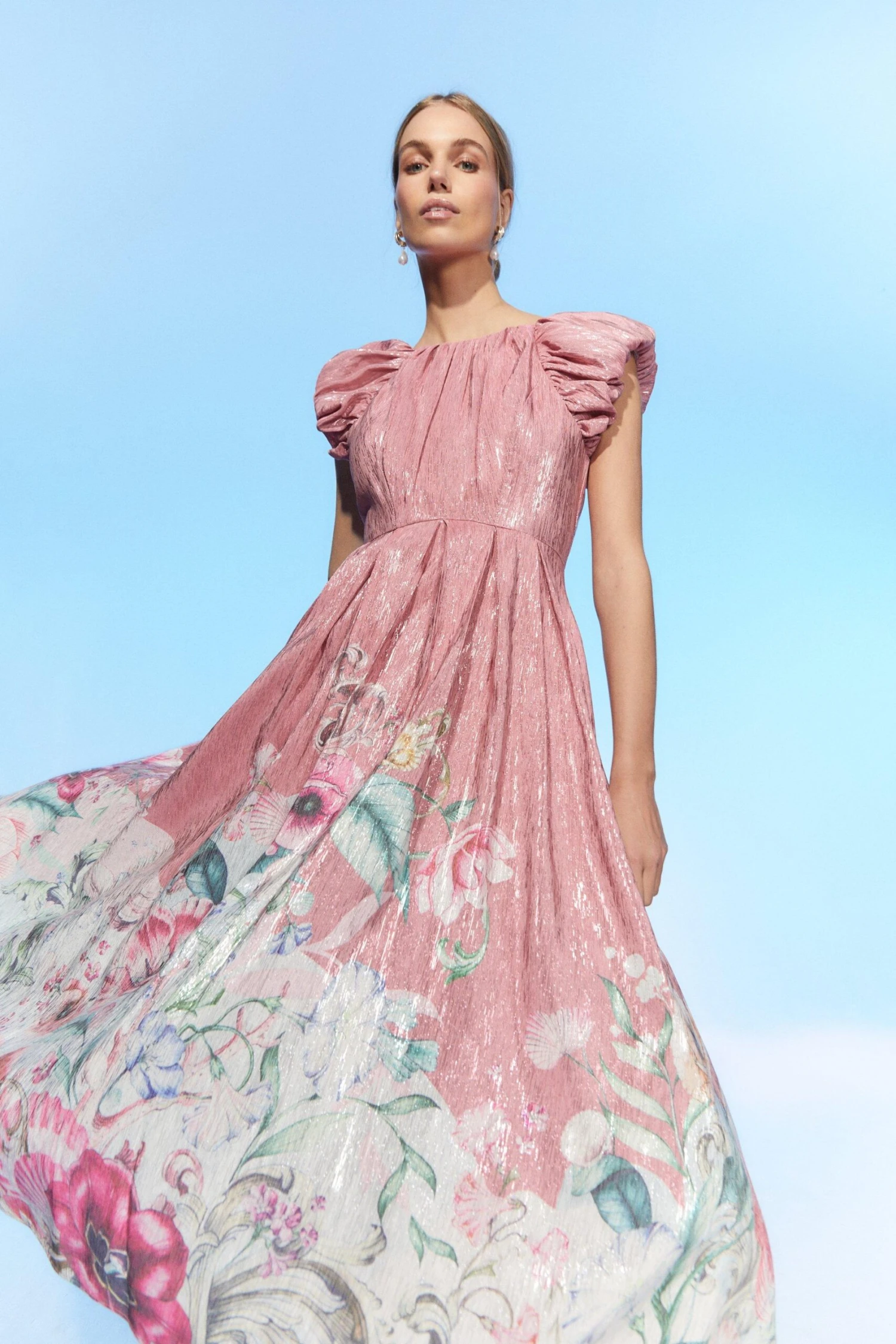 Coast The Collector Metallic Puff Shoulder Midi Dress 3 Coast The Collector Metallic Puff Shoulder Midi Dress