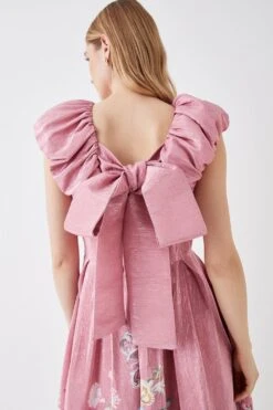 Coast The Collector Metallic Puff Shoulder Midi Dress 10 Coast The Collector Metallic Puff Shoulder Midi Dress -Simply Feminine Shop bcc05709 pink xl 3