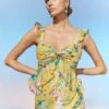 Coast The Collector Twist Front Georgette Jacquard Midi Dress -Simply Feminine Shop bcc05727 chartreuse xl