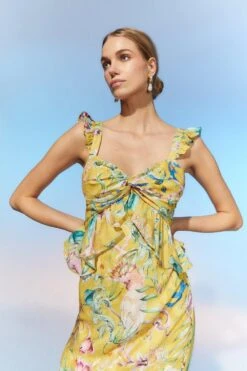 Coast The Collector Twist Front Georgette Jacquard Midi Dress