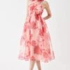 Coast Cross Front Printed Organza Midi Dress -Simply Feminine Shop bcc05744 peach xl