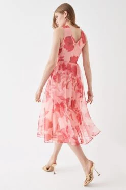 Coast Cross Front Printed Organza Midi Dress -Simply Feminine Shop bcc05744 peach xl 3