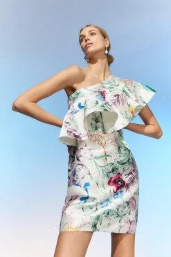 Coast The Collector One Shoulder Twill Mini Dress