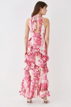 Coast Ruffle Skirt High Neck Midi Dress 10 Coast Ruffle Skirt High Neck Midi Dress -Simply Feminine Shop bcc05754 pink xl 3