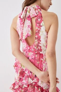 Coast Ruffle Skirt High Neck Midi Dress 11 Coast Ruffle Skirt High Neck Midi Dress -Simply Feminine Shop bcc05754 pink xl 4