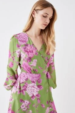Coast Printed Long Sleeve Wrap Dress 8 Coast Printed Long Sleeve Wrap Dress -Simply Feminine Shop bcc05756 chartreuse xl 2