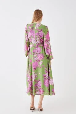 Coast Printed Long Sleeve Wrap Dress 9 Coast Printed Long Sleeve Wrap Dress -Simply Feminine Shop bcc05756 chartreuse xl 3