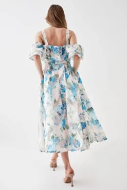 Coast Jacquard Frill Bardot Midi Dress 8 Coast Jacquard Frill Bardot Midi Dress -Simply Feminine Shop bcc05760 cream xl 2