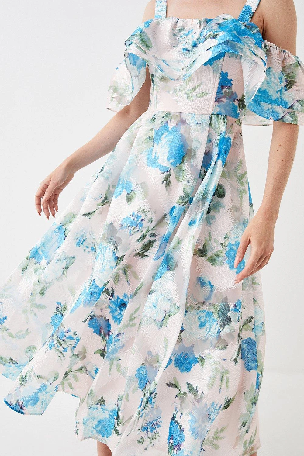 Coast Jacquard Frill Bardot Midi Dress 6 Coast Jacquard Frill Bardot Midi Dress - Image 4