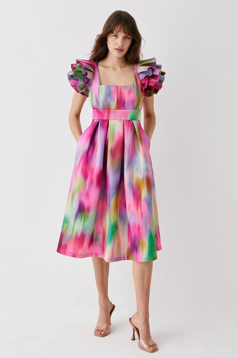 Coast Ruffle Sleeve Square Neck Midi Dress 3 Coast Ruffle Sleeve Square Neck Midi Dress