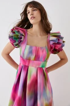 Coast Ruffle Sleeve Square Neck Midi Dress 8 Coast Ruffle Sleeve Square Neck Midi Dress -Simply Feminine Shop bcc05770 pink xl 2