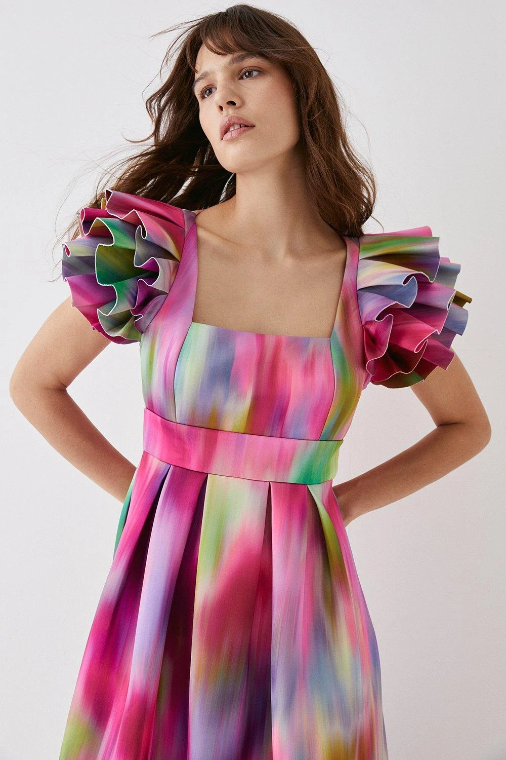 Coast Ruffle Sleeve Square Neck Midi Dress 5 Coast Ruffle Sleeve Square Neck Midi Dress - Image 3