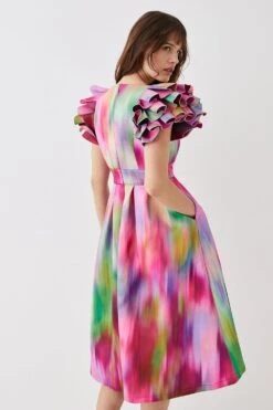 Coast Ruffle Sleeve Square Neck Midi Dress 9 Coast Ruffle Sleeve Square Neck Midi Dress -Simply Feminine Shop bcc05770 pink xl 3