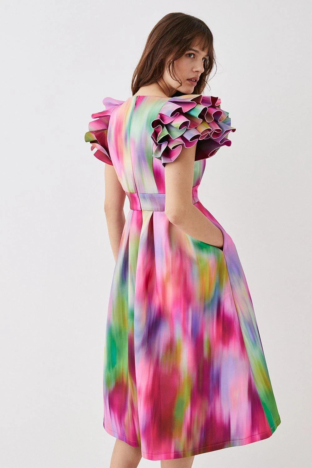 Coast Ruffle Sleeve Square Neck Midi Dress 6 Coast Ruffle Sleeve Square Neck Midi Dress - Image 4