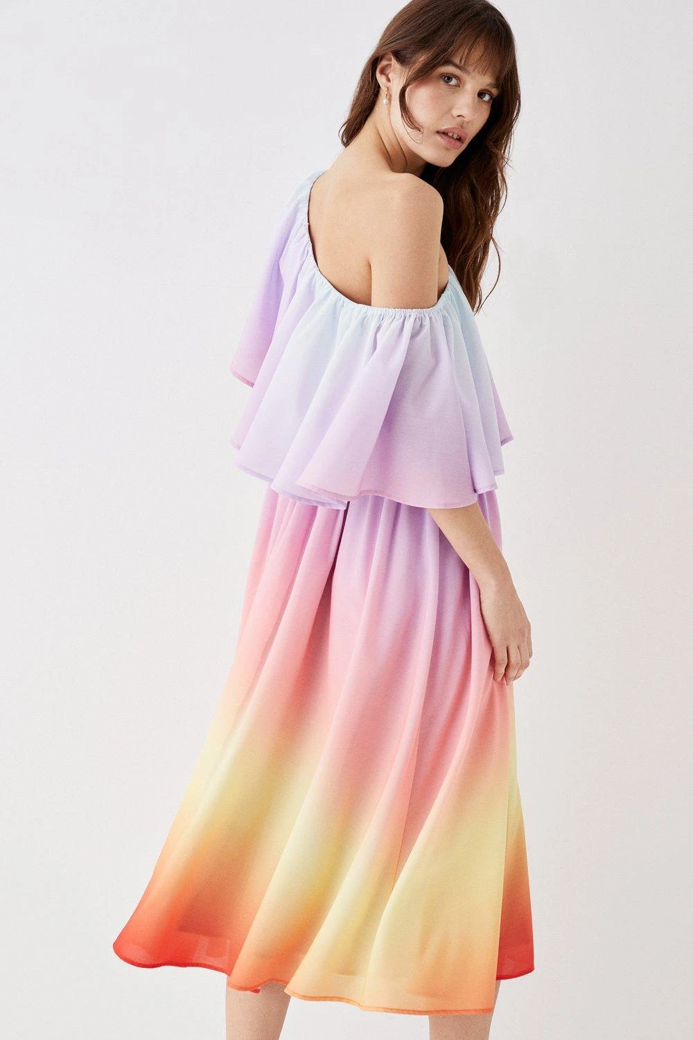 Coast Sunset Ombre Print Cotton Midi Dress 5 Coast Sunset Ombre Print Cotton Midi Dress - Image 3