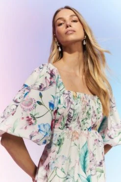 Coast The Collector Pleat Bust Midi Cotton Dress