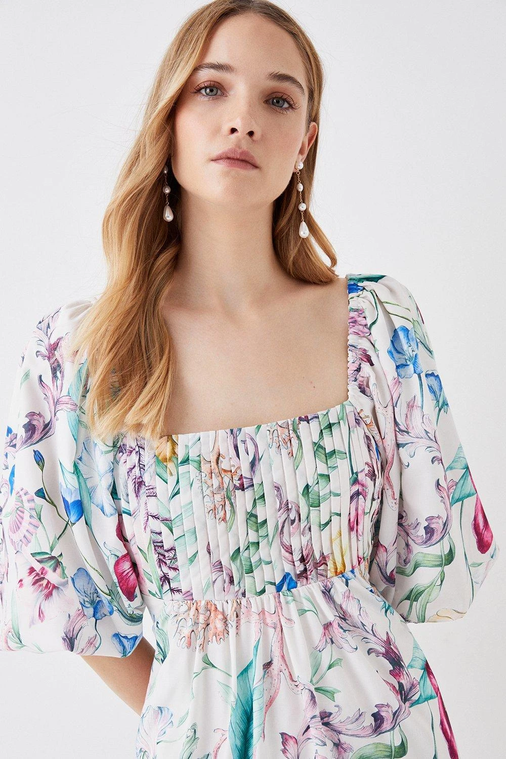 Coast The Collector Pleat Bust Midi Cotton Dress 5 Coast The Collector Pleat Bust Midi Cotton Dress - Image 3