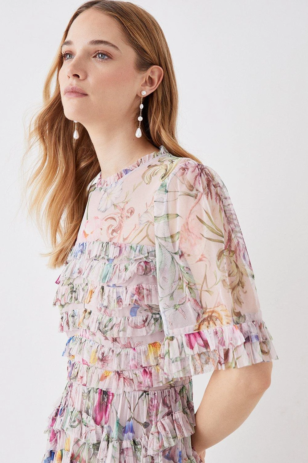 Coast The Collector Printed Tiered Skirt Tulle Midi Dress 4 Coast The Collector Printed Tiered Skirt Tulle Midi Dress - Image 2