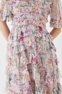 Coast The Collector Printed Tiered Skirt Tulle Midi Dress 8 Coast The Collector Printed Tiered Skirt Tulle Midi Dress -Simply Feminine Shop bcc05780 blush xl 2