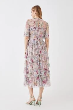 Coast The Collector Printed Tiered Skirt Tulle Midi Dress 9 Coast The Collector Printed Tiered Skirt Tulle Midi Dress -Simply Feminine Shop bcc05780 blush xl 3