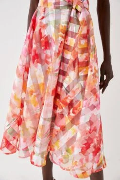 Coast Twist Side Bardot Stripe Organza Midi Dress 9 Coast Twist Side Bardot Stripe Organza Midi Dress -Simply Feminine Shop bcc05793 orange xl 3