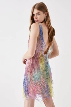 Coast Mini Rainbow Embellished Fringe Dress -Simply Feminine Shop bcc05823 multi xl 2
