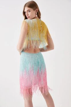 Coast Beaded Fringe Colourblock Mini Dress -Simply Feminine Shop bcc05824 multi xl 2