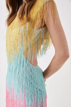 Coast Beaded Fringe Colourblock Mini Dress -Simply Feminine Shop bcc05824 multi xl 3
