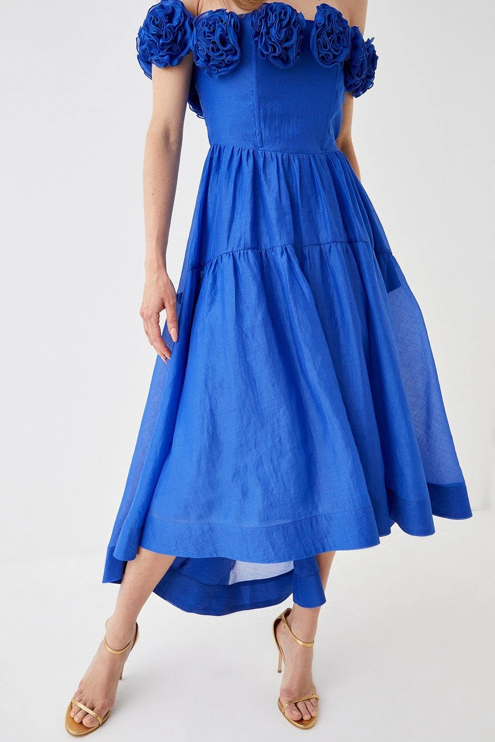 Coast Flower Ruffle Bardot Midi Dress 4 Coast Flower Ruffle Bardot Midi Dress - Image 2