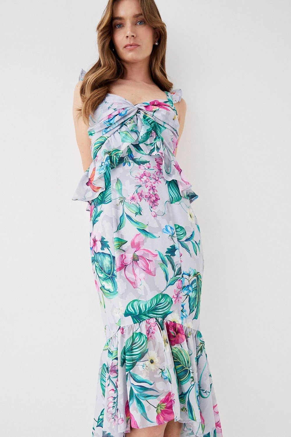 Coast Twist Front Georgette Jacquard Midi Dress 6 Coast Twist Front Georgette Jacquard Midi Dress - Image 4