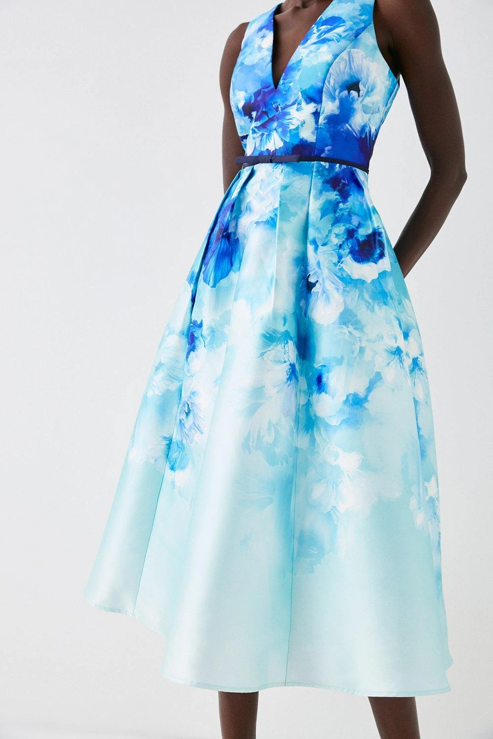 Coast Plunge Neck Midi Dress With Bow Waist 4 Coast Plunge Neck Midi Dress With Bow Waist - Image 2