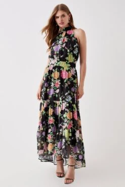 Coast Halter Neck Tiered Skirt Midi Dress