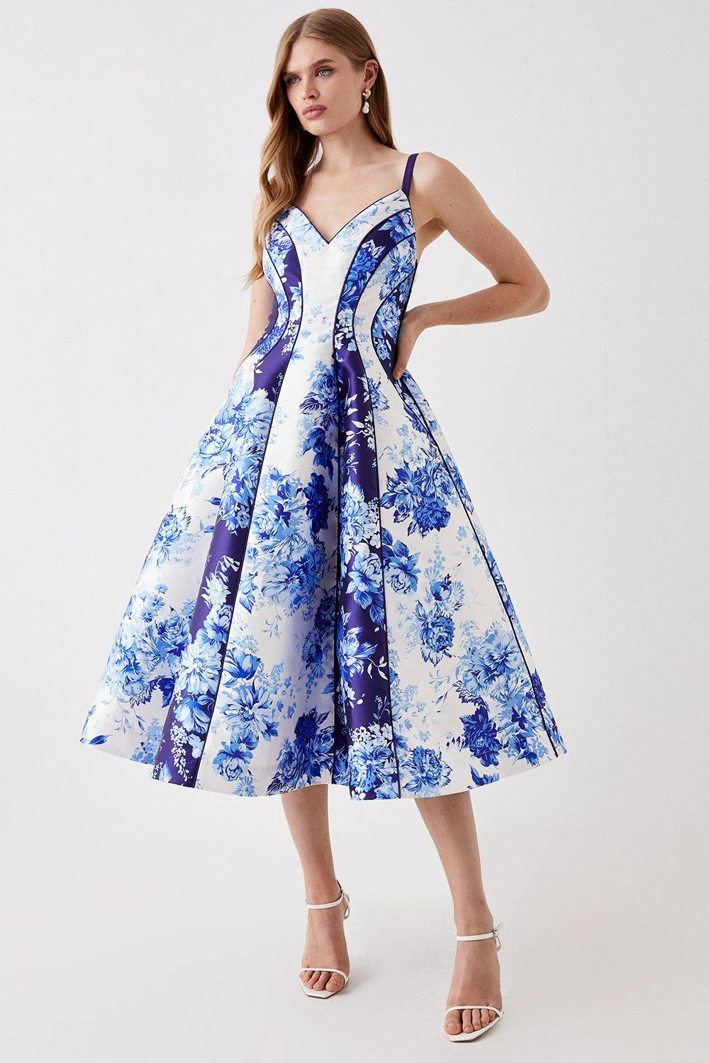 Coast Print Mix Piped Twill Midi Dress 3 Coast Print Mix Piped Twill Midi Dress