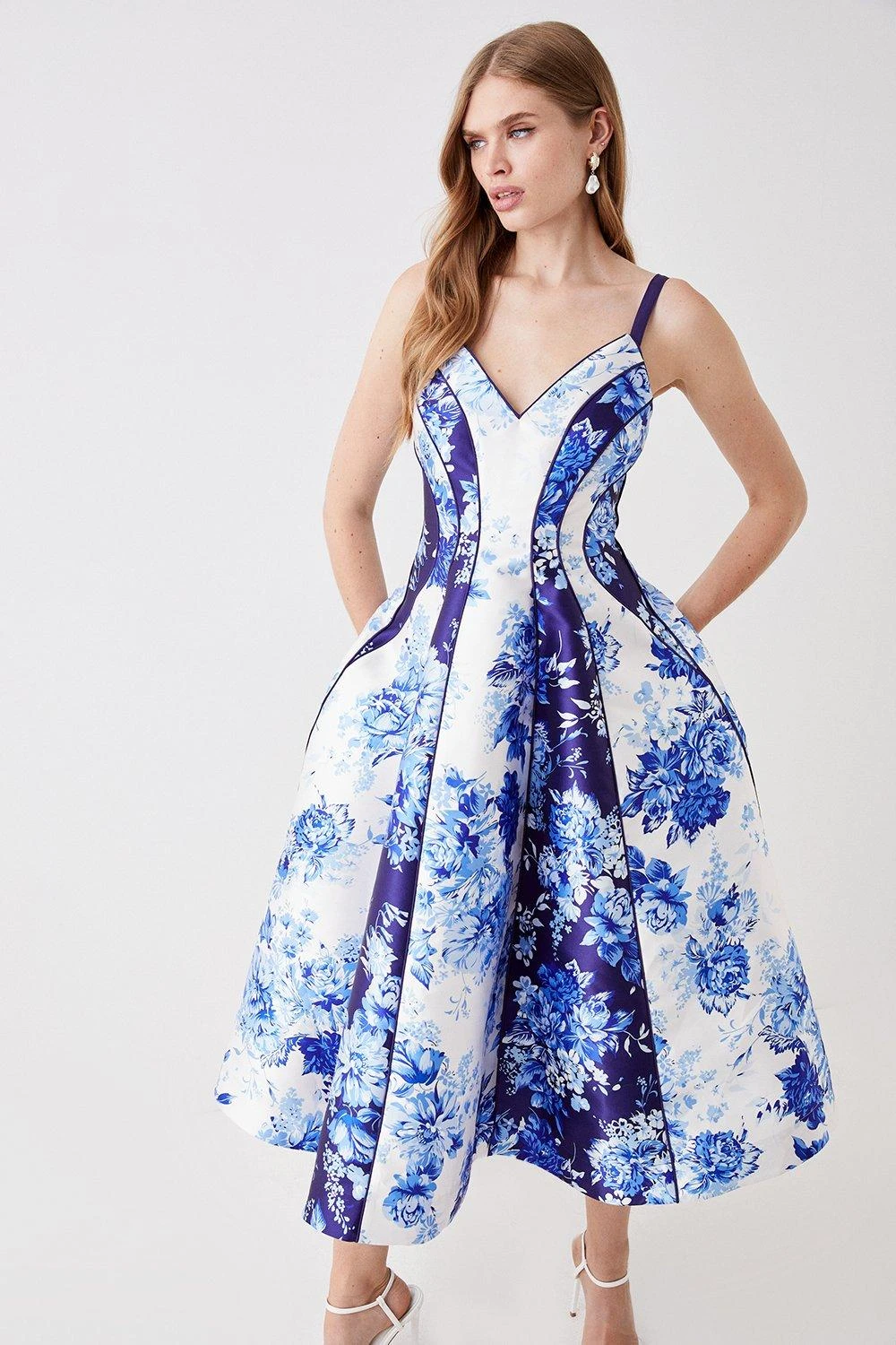 Coast Print Mix Piped Twill Midi Dress 4 Coast Print Mix Piped Twill Midi Dress - Image 2