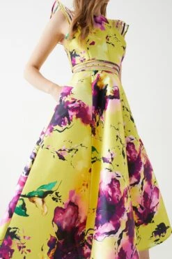 Coast Mesh Insert Frill Shoulder Twill Midi Dress 9 Coast Mesh Insert Frill Shoulder Twill Midi Dress -Simply Feminine Shop bcc05962 yellow xl 3